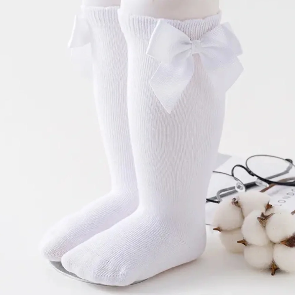 New Solid Knee High Socks With‎ Bows